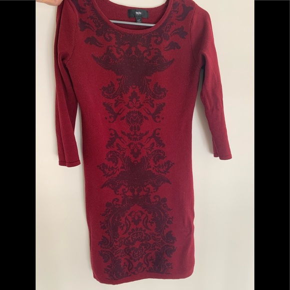 Red burgundy winter Mossimo 3/4 length sleeve dress size xs Bodycon - Picture 1 of 5